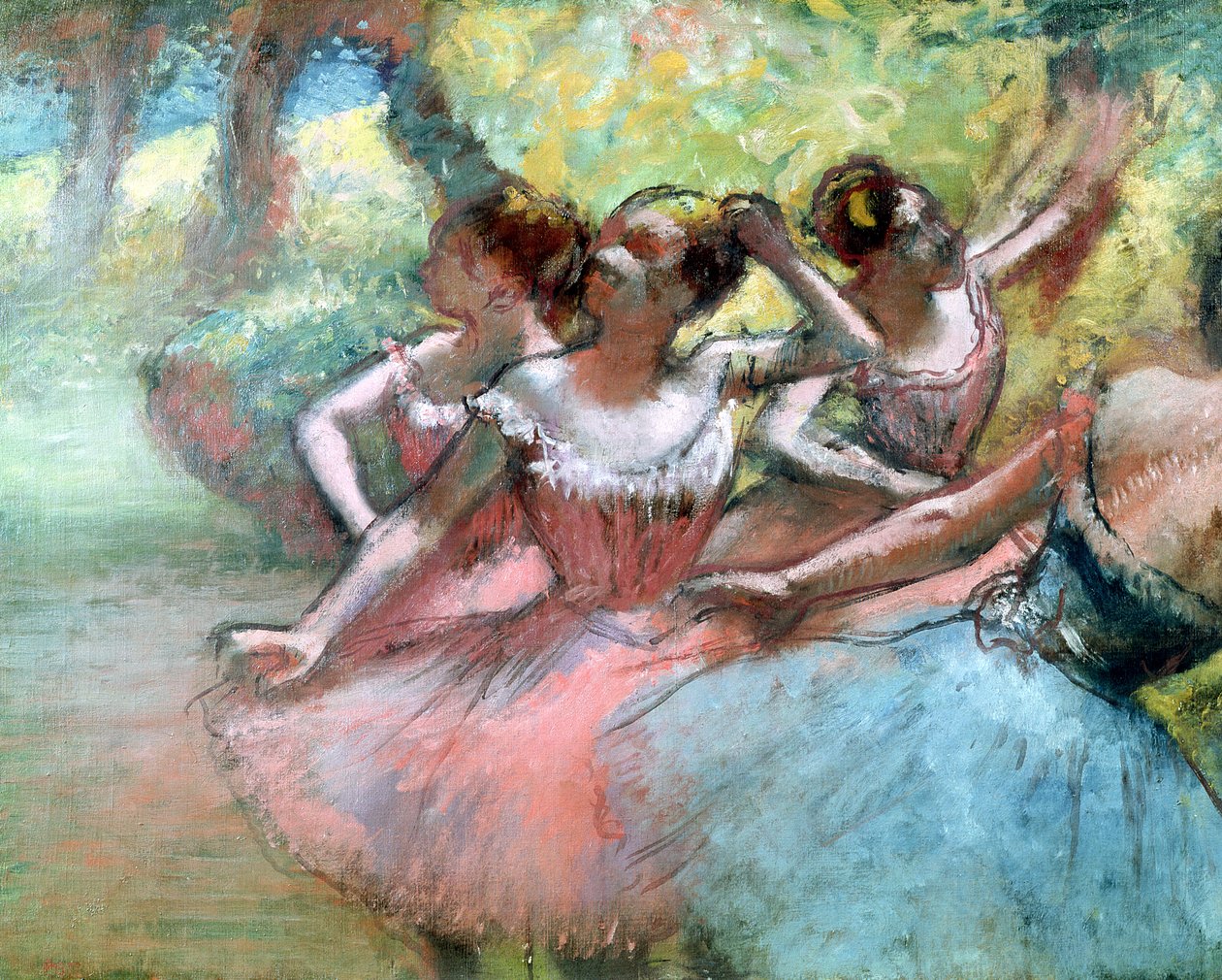Quattro ballerine sul palco da Edgar Degas