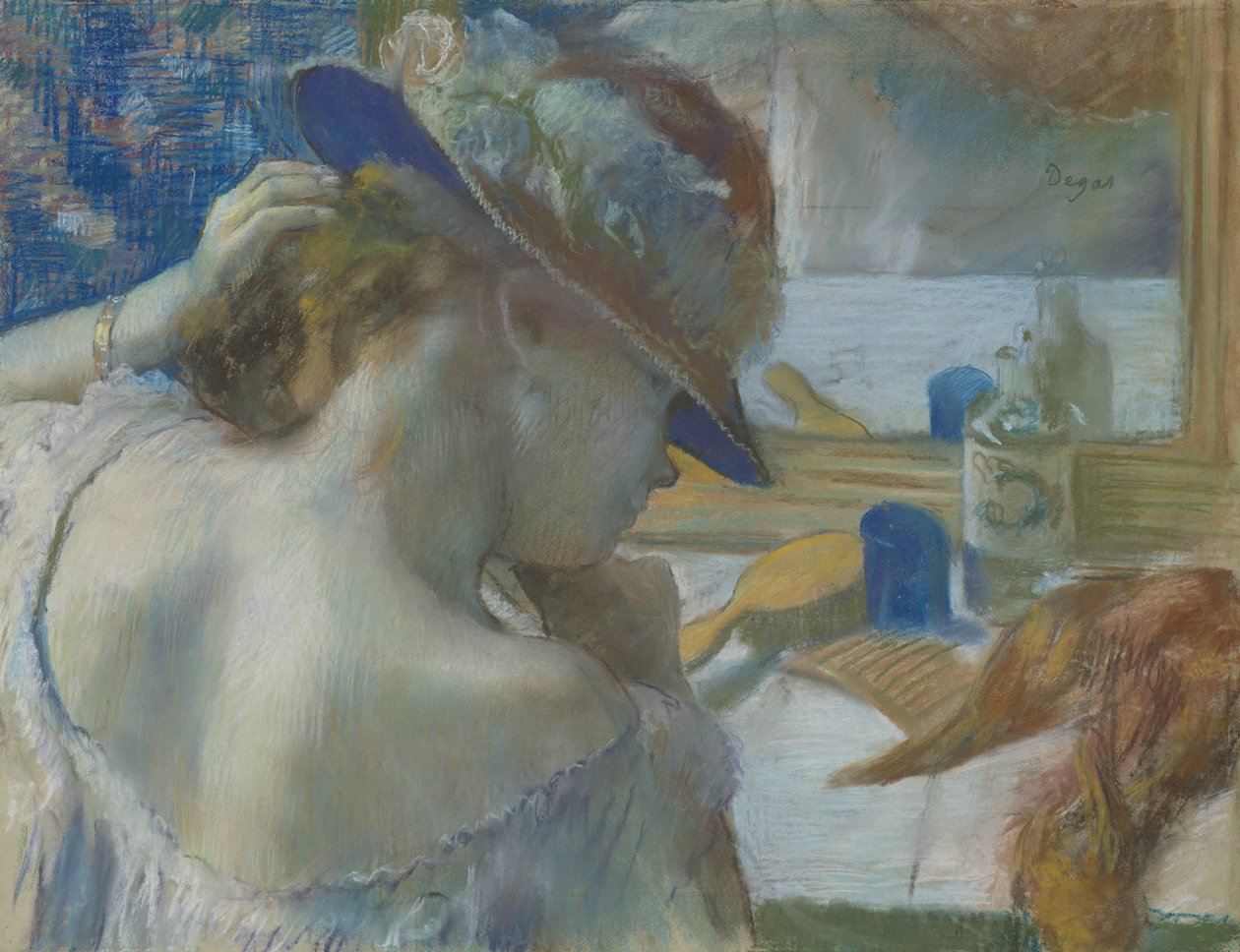 Davanti allo specchio, 1889 (pastello su carta) da Edgar Degas