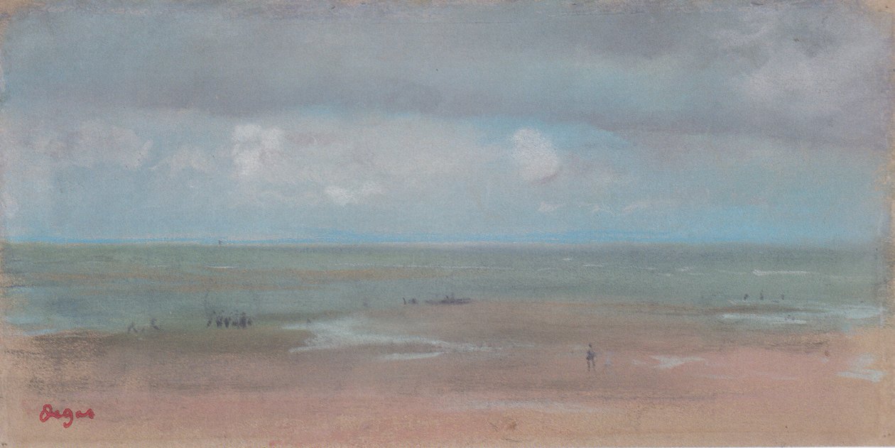 Paesaggio marino con spiaggia sabbiosa durante la bassa marea da Edgar Degas