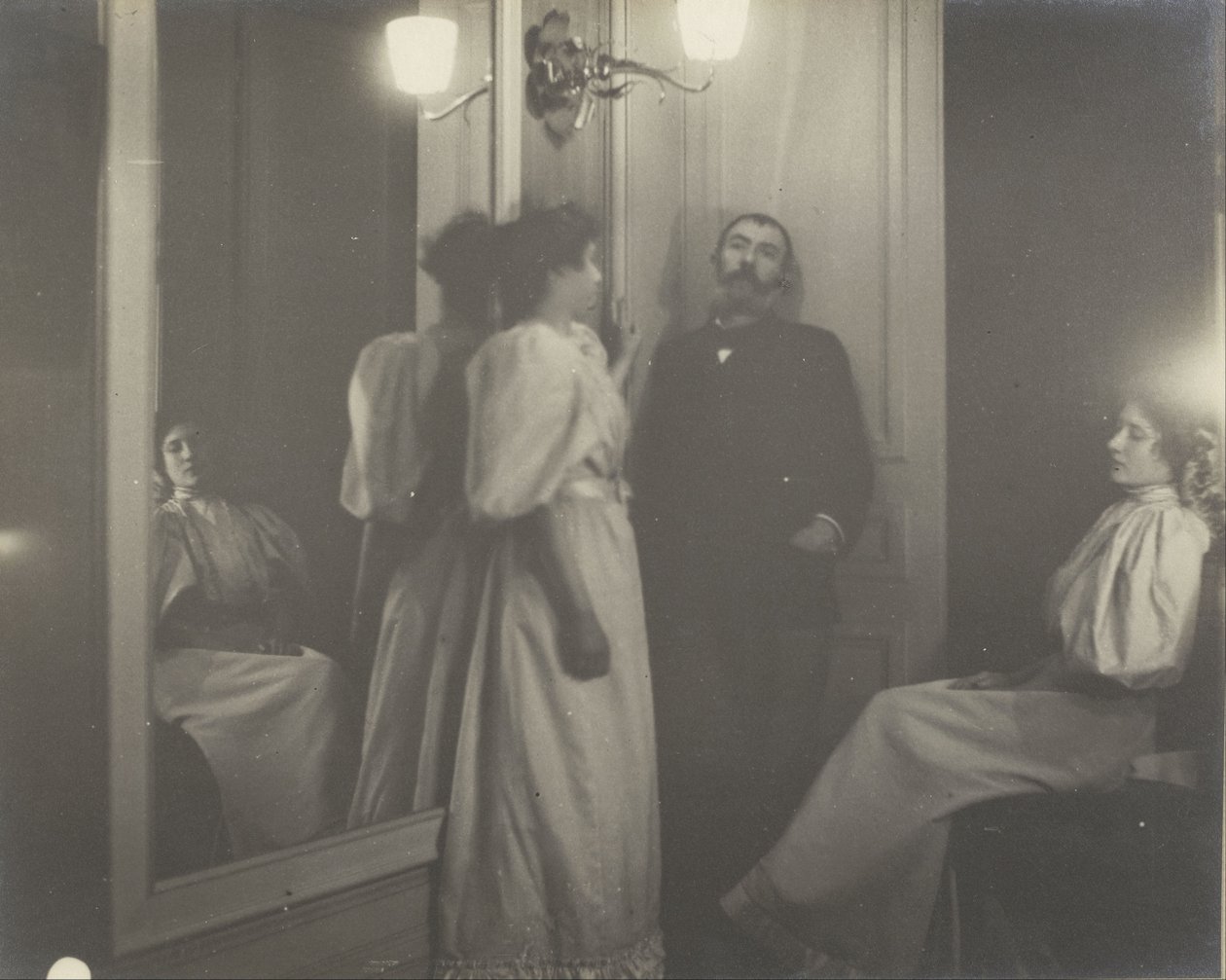 Ritratto di Henry Lerolle con due delle sue figlie, Yvonne e Christine e uno specchio da Edgar Degas