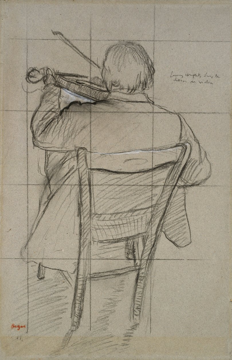 Studio di un violinista visto da dietro, XIX secolo da Edgar Degas