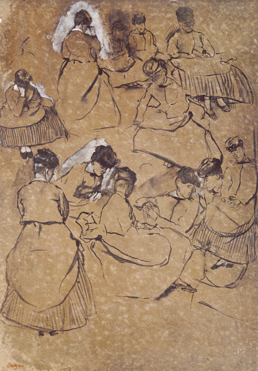 Dodici studi di donne in costume del Secondo Impero da Edgar Degas