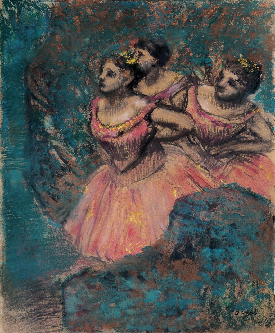 Tre Ballerine in Costume Rosso da Edgar Degas