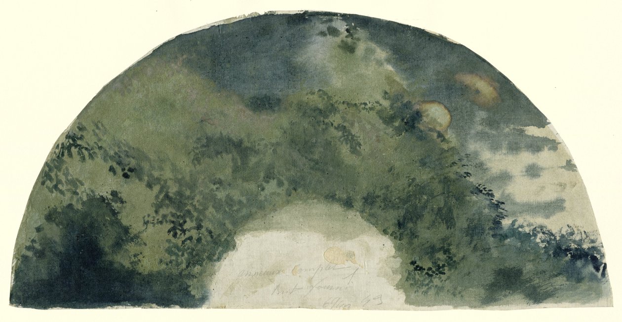 Ventaglio dipinto in stile giapponese con un paesaggio al chiaro di luna da Edgar Degas (possibly)