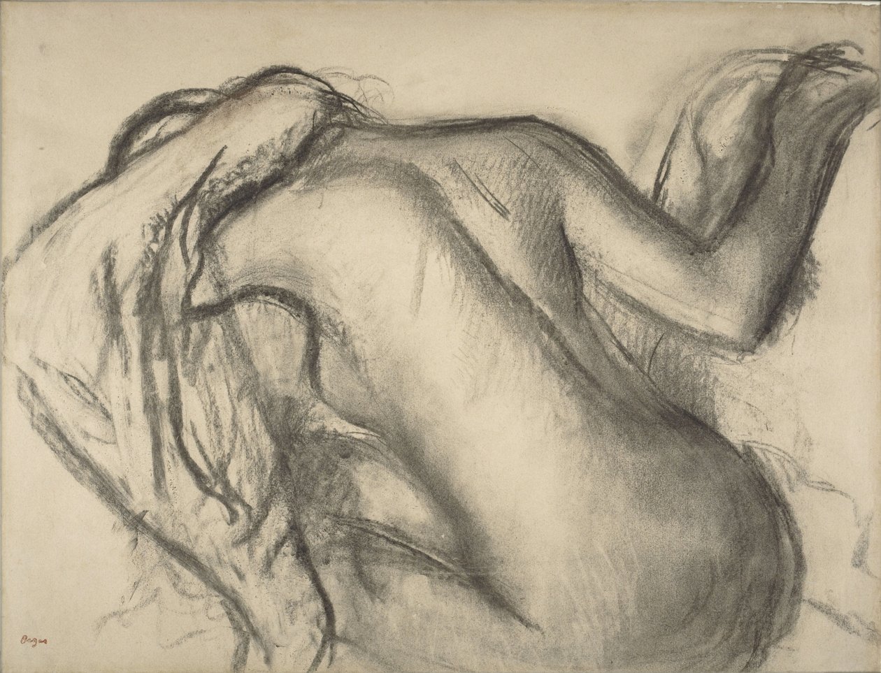 Dopo il bagno, donna che si asciuga i capelli da Edgar Degas