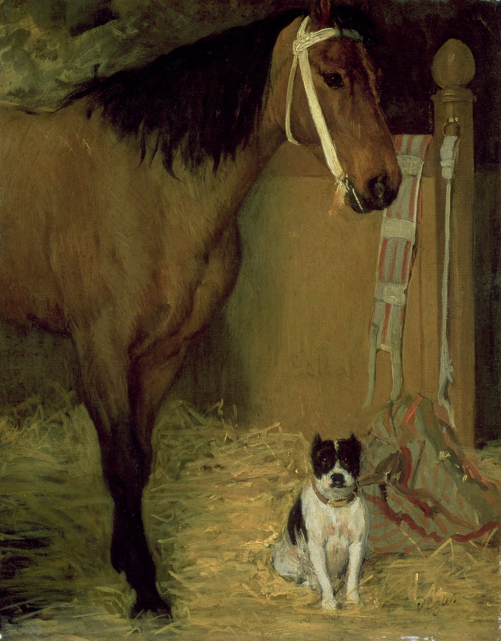 Alla stalla, cavallo e cane, c.1862 da Edgar Degas