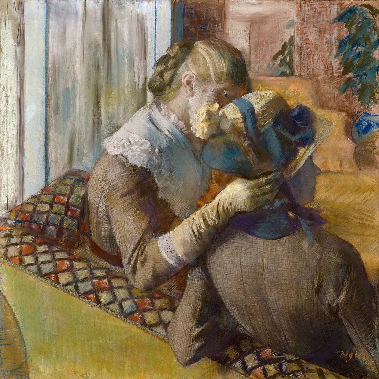 Alla modista. Un cliente prova un cappello da Edgar Degas