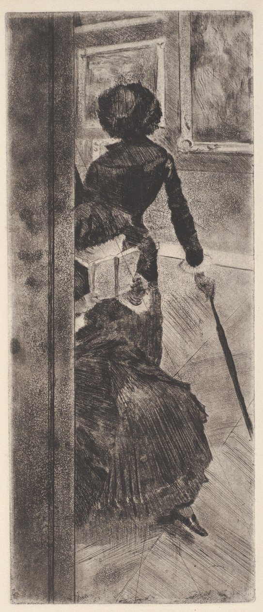 Au Louvre: La Peinture (Mary Cassatt) (acquaforte e acquatinta) da Edgar Degas