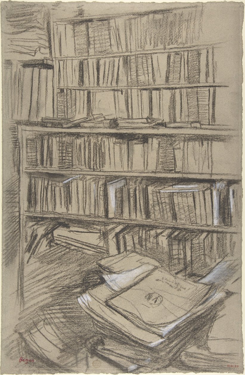 Scaffali di libri, studio per «Edmond Duranty» da Edgar Degas