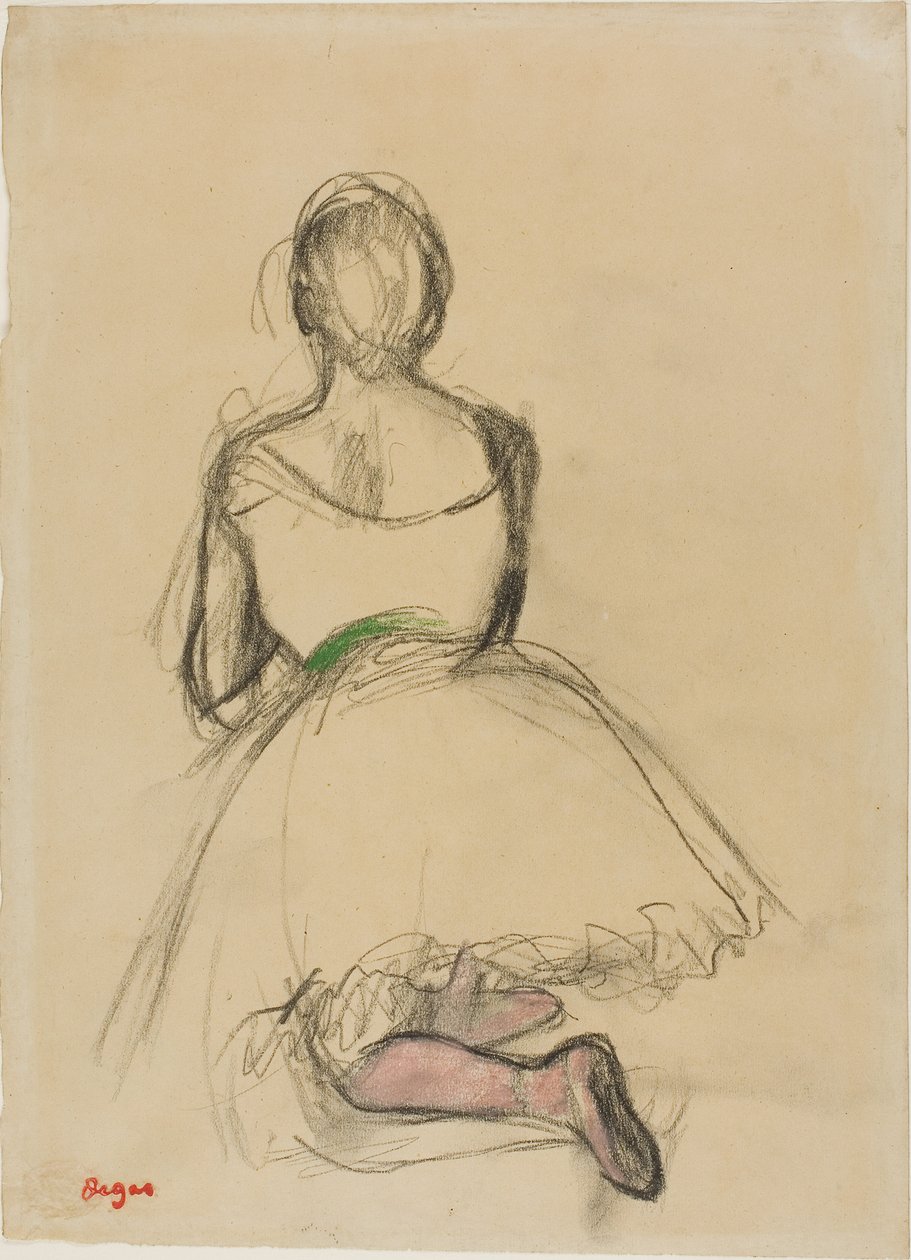 Ballerina inginocchiata, vista da dietro da Edgar Degas
