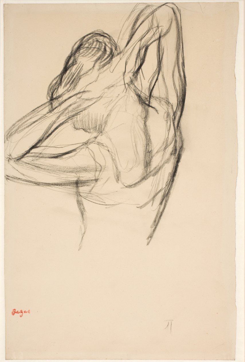 Ballerina, mezzo busto, braccia incrociate dietro la testa, c.1890 da Edgar Degas