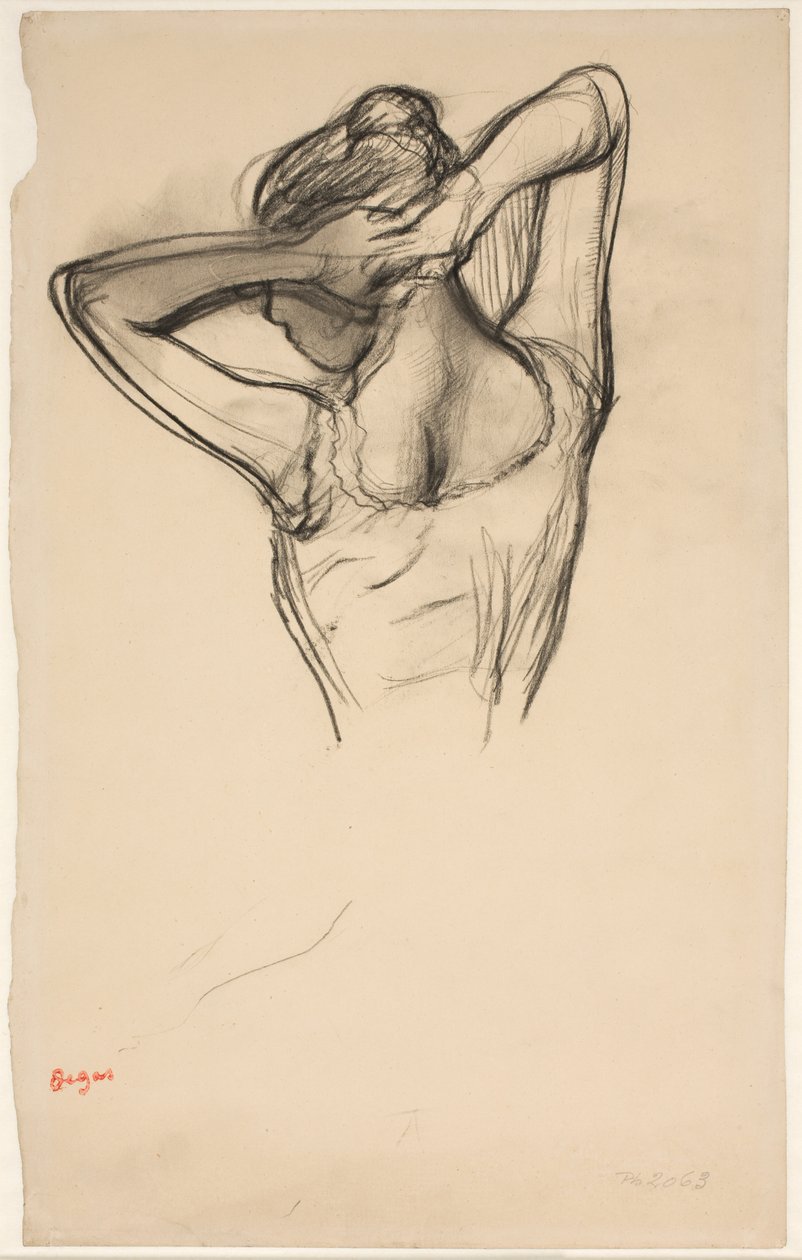 Danzatrice, mezzo busto, braccia incrociate dietro la testa da Edgar Degas