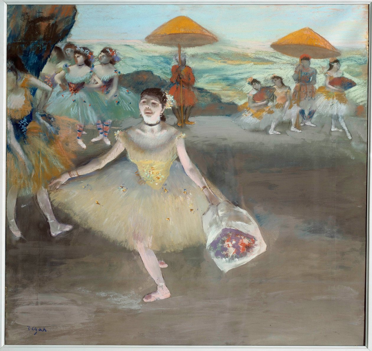 Ballerina con il bouquet che saluta sul palco (1878) da Edgar Degas