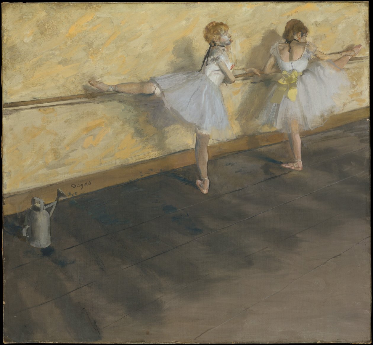 Ballerini che si allenano alla sbarra da Edgar Degas