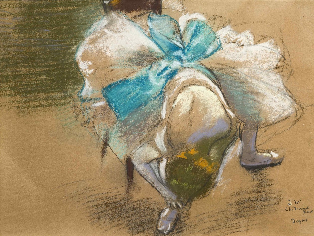 Ballerina che allaccia la sua scarpetta, 1887 da Edgar Degas