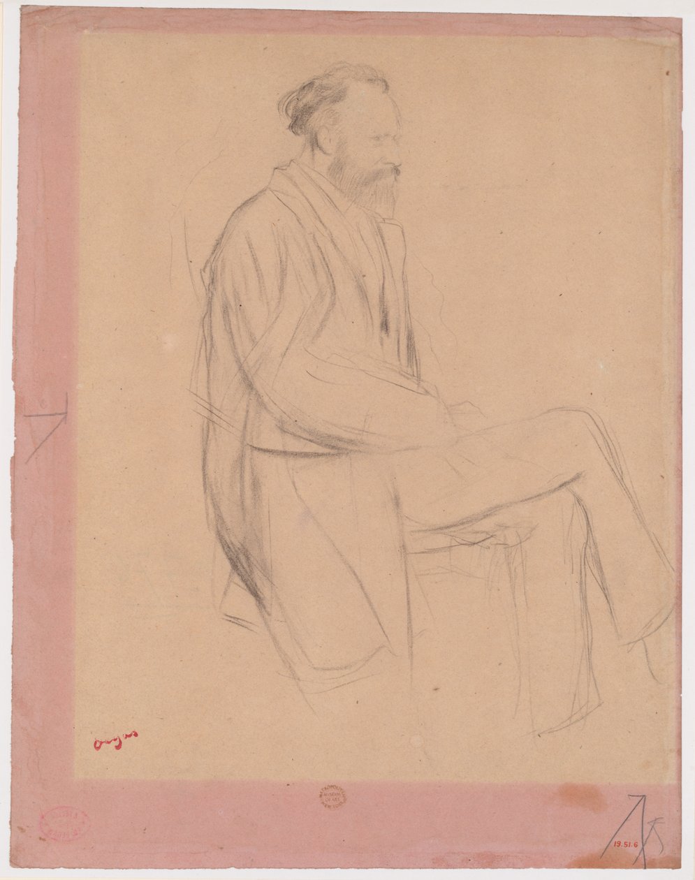 Édouard Manet, Seduto, profilo destro da Edgar Degas