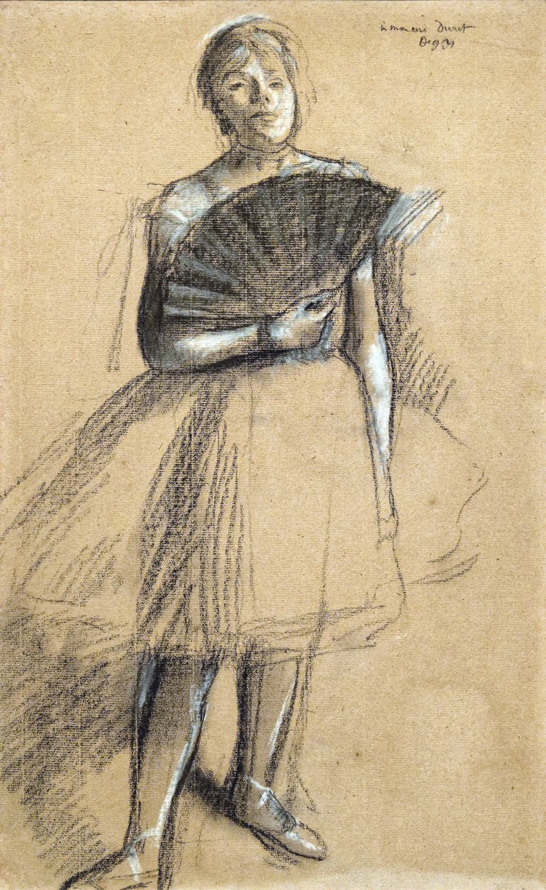Ballerina con ventaglio (1876 circa). Edgar Degas (1834-1917). Pastello e carboncino su carta vergata. Musee des Beaux-Arts de la Ville de Paris, PeuPalais. da Edgar Degas