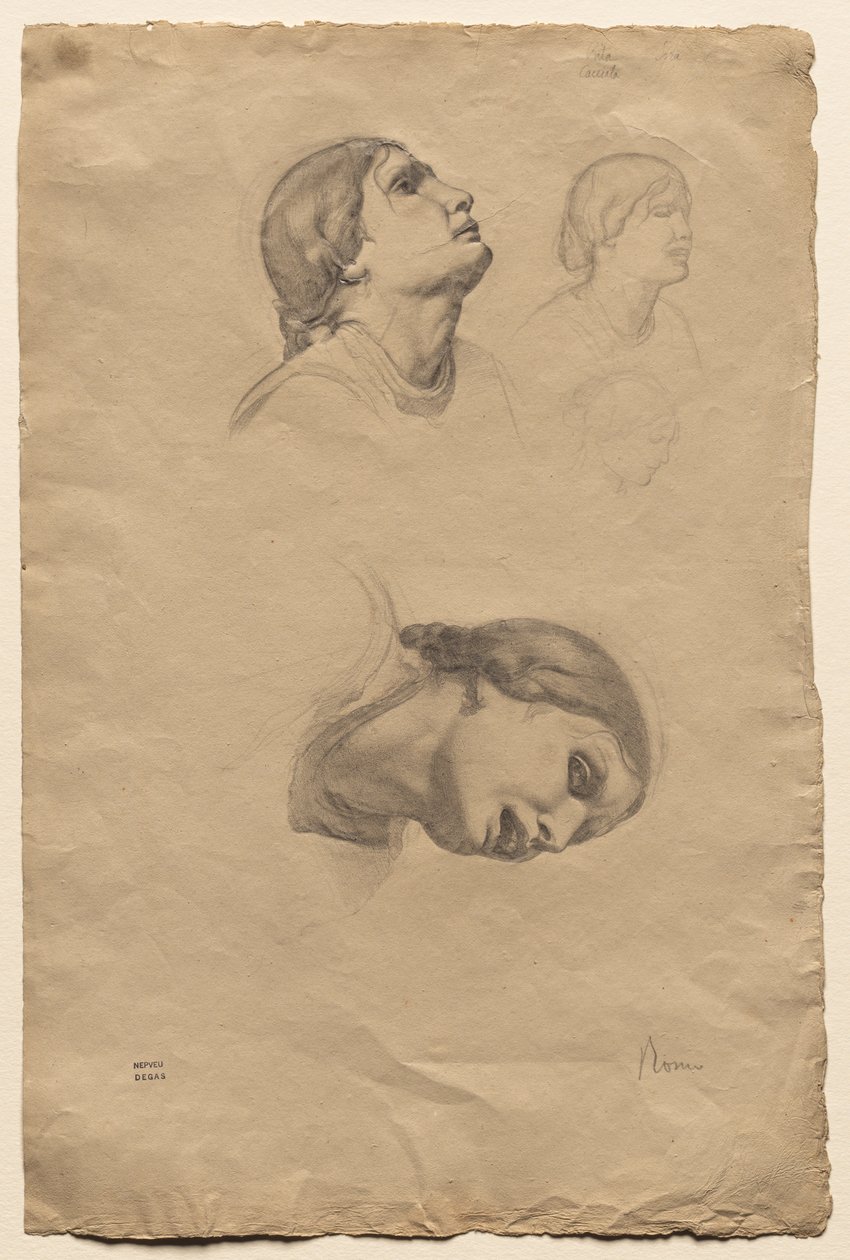 Quattro studi della testa di una giovane donna italiana, 1856 da Edgar Degas