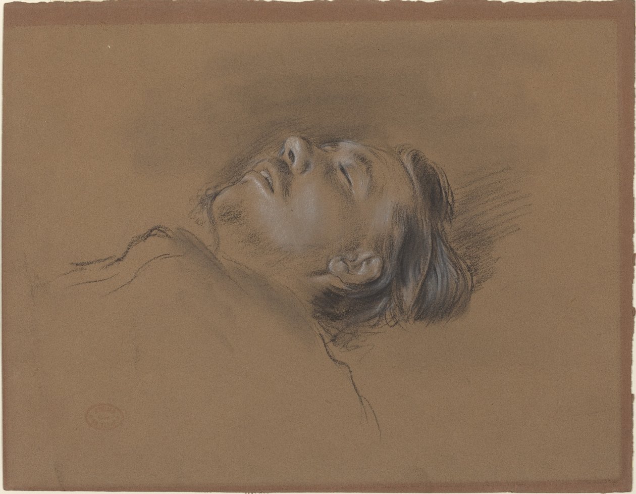 Testa del fantino caduto (studio per "Scena dalla corsa a ostacoli: Il fantino caduto") da Edgar Degas