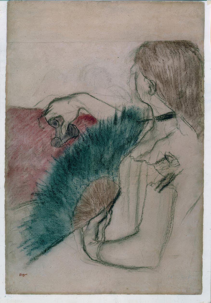 In teatro: donna con ventaglio da Edgar Degas