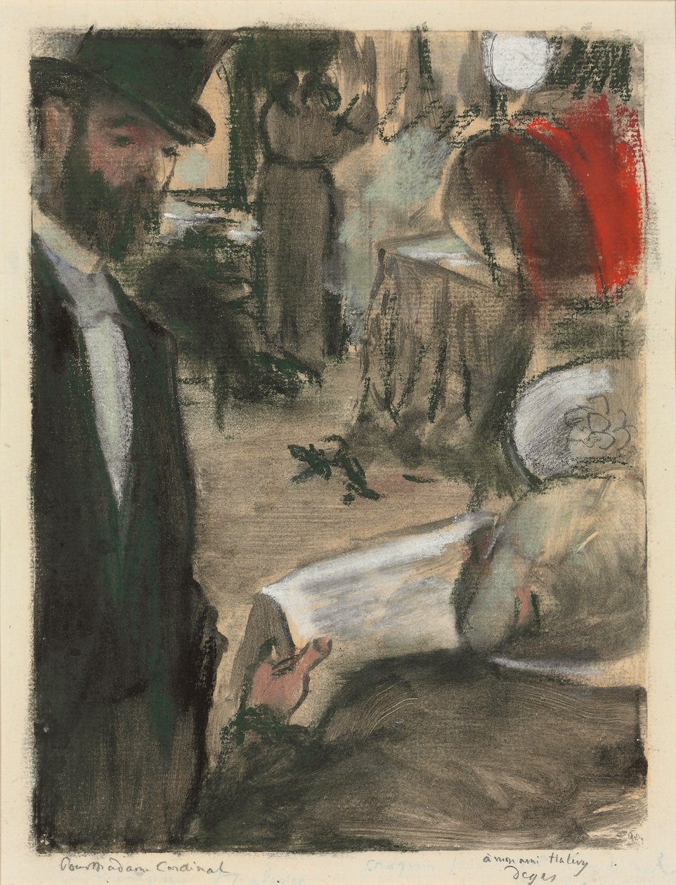 Ludovic Halevy trova Madame Cardinal in un salotto, 1876-1877 da Edgar Degas