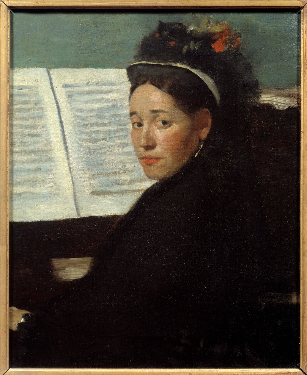 Mademoiselle Dihau, pianista dei concerti Colonne, al pianoforte da Edgar Degas