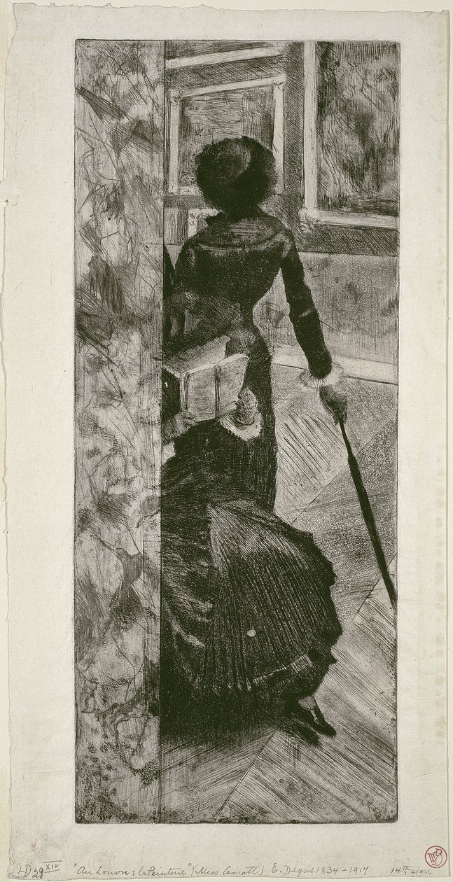 Mary Cassatt nella Galleria dei Dipinti al Louvre, 1879-80 da Edgar Degas