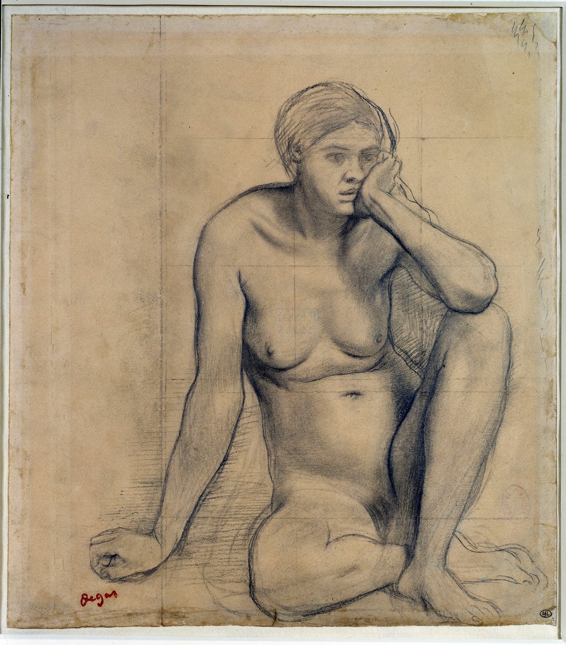 Donna nuda seduta. Studio per "Scena di guerra nel Medioevo". Disegno di Edgar Degas (1834-1917) da Edgar Degas