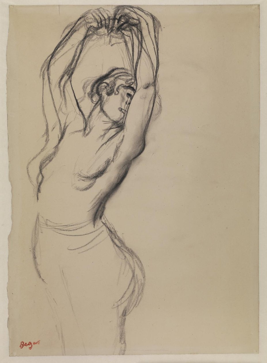 Ballerina nuda con le braccia alzate da Edgar Degas
