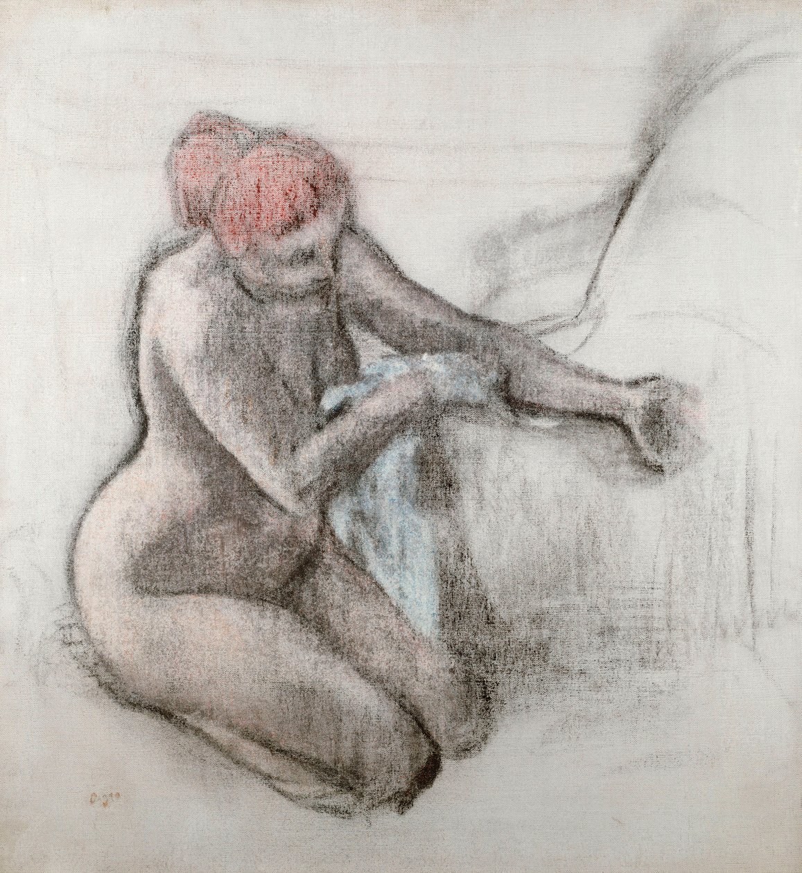 Donna nuda che si asciuga dopo il bagno, c.1898 da Edgar Degas