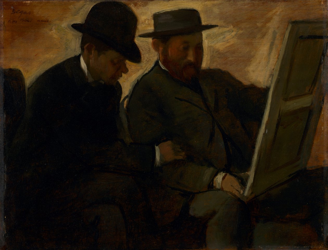 Paul Lafond e Alphonse Cherfils esaminano un dipinto, c.1878-1880 da Edgar Degas