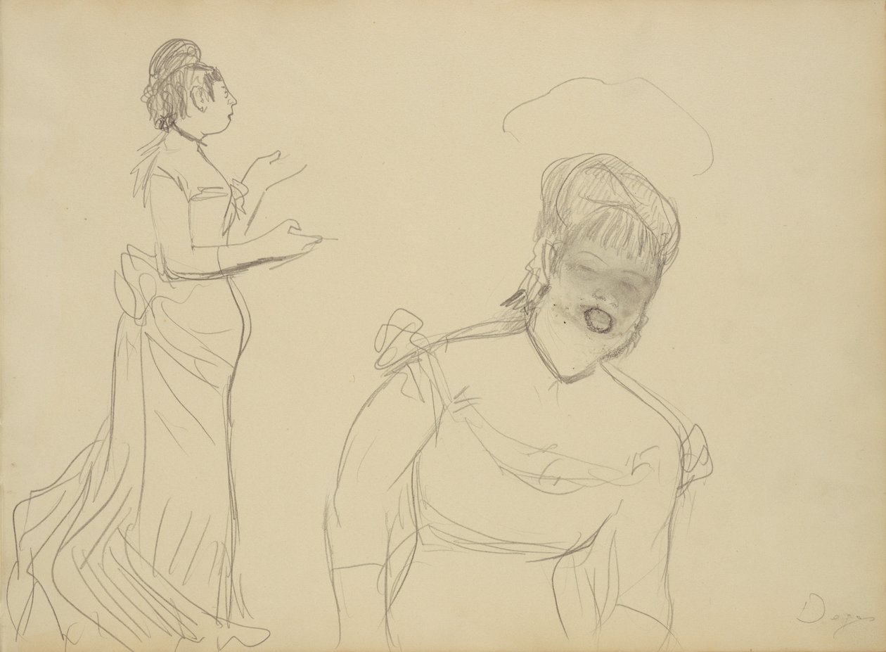 Schizzi di una cantante di caffè da Edgar Degas