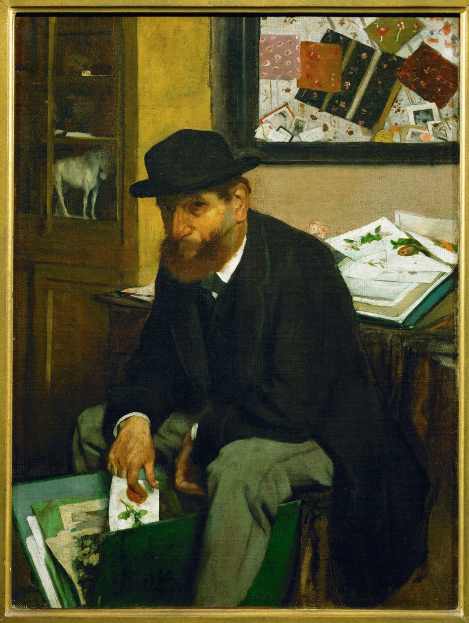 Il collezionista di francobolli (olio su tela) da Edgar Degas