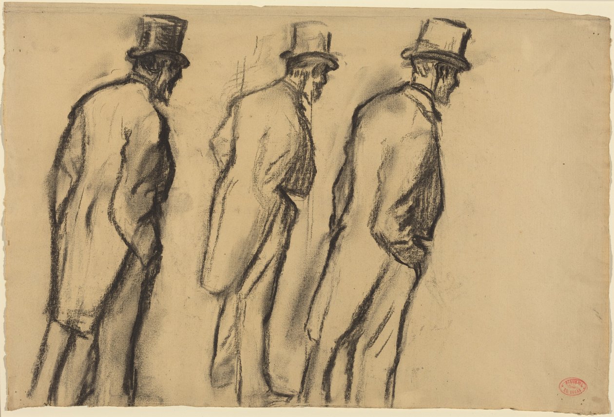Tre studi su Ludovic Halévy in piedi da Edgar Degas