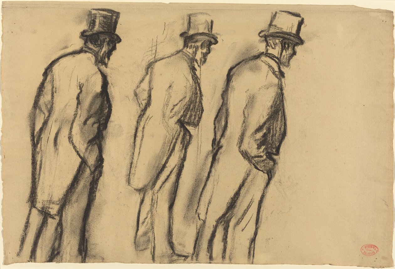 Tre studi di Ludovic Halévy in piedi da Edgar Degas