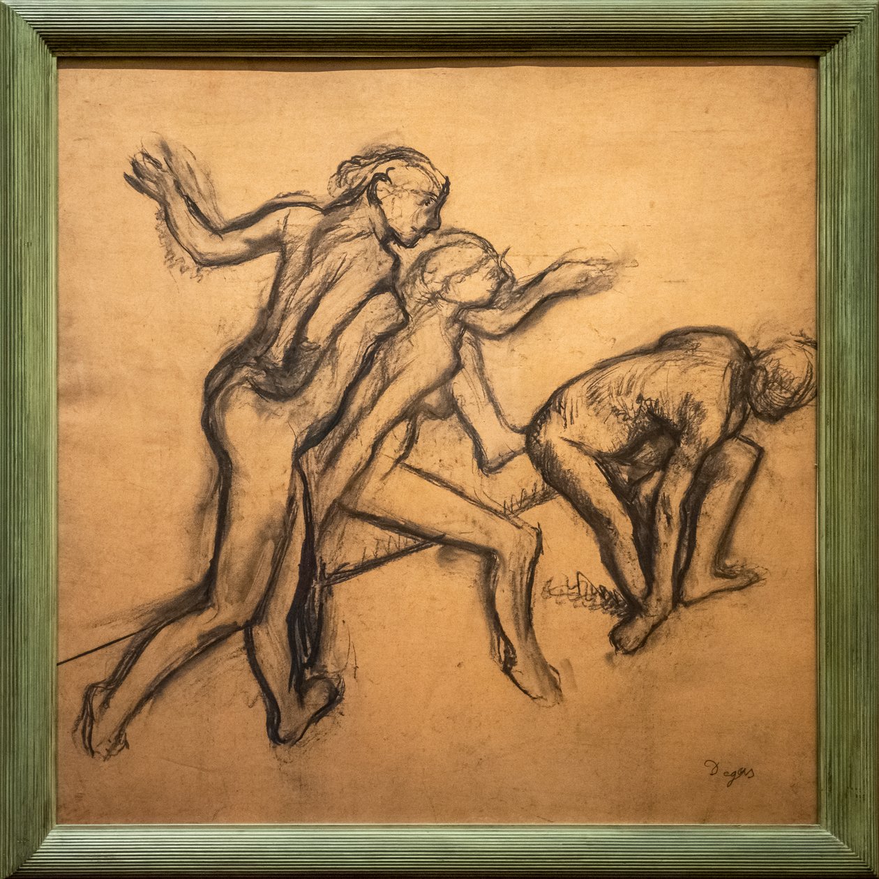 Tre ballerini nudi. 1895-1900. Carbone su carta da lucido. da Edgar Degas
