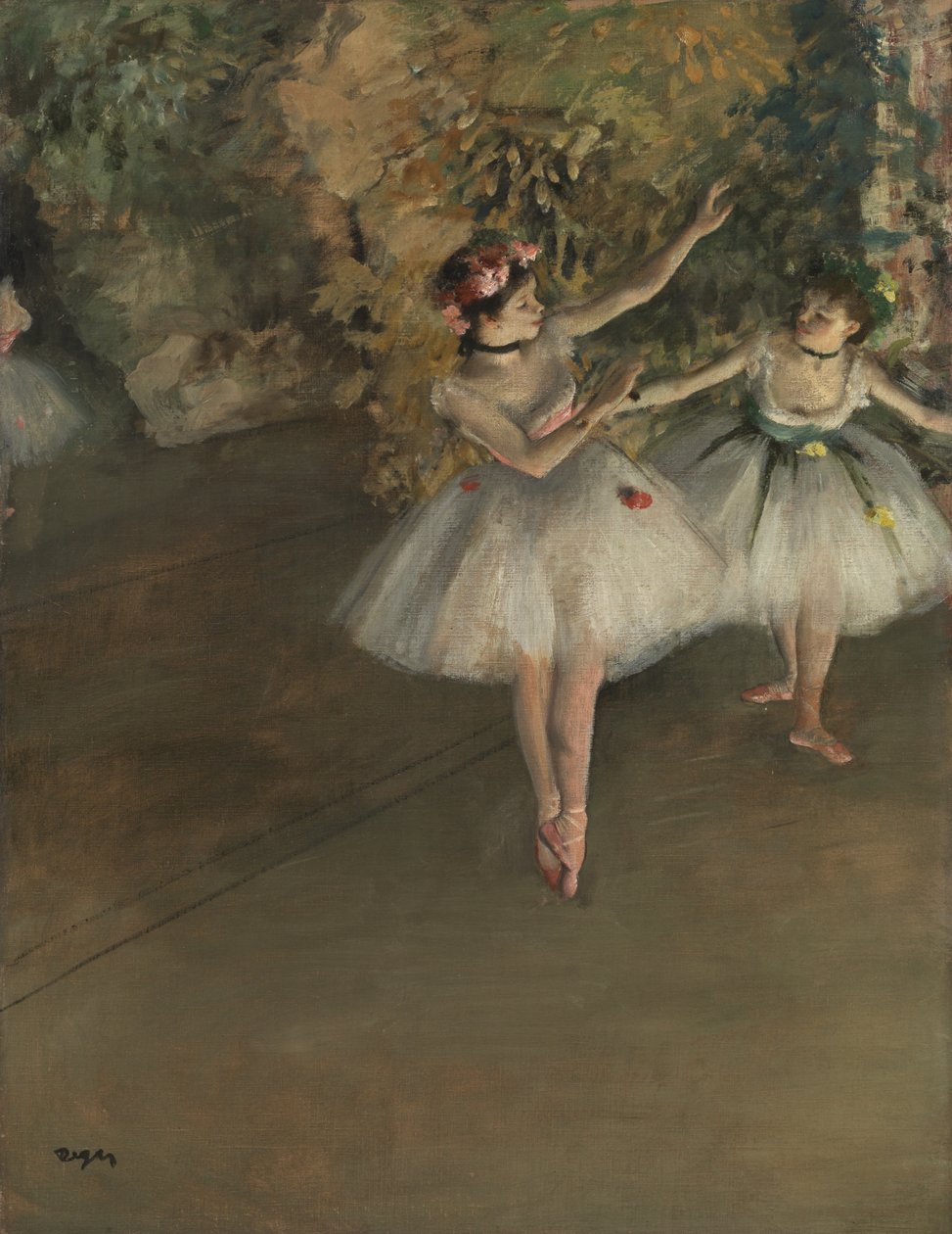 Due ballerine su un palco, c.1874 da Edgar Degas