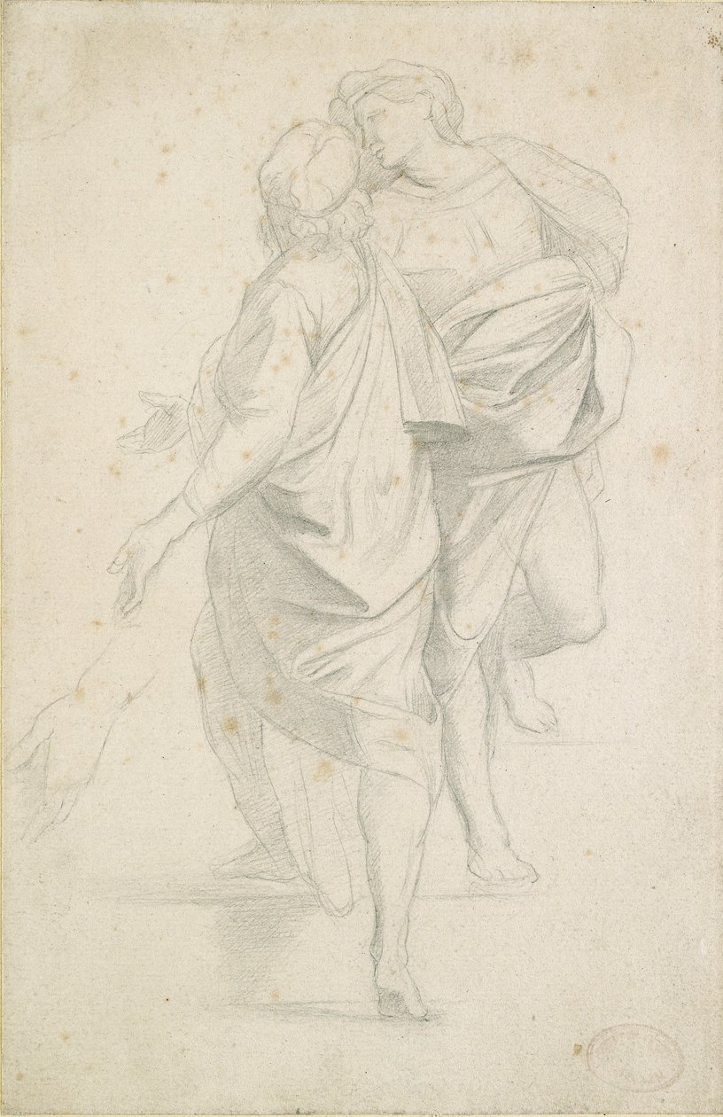 Due figure in piedi su una scala, dopo Raffaello, c1853-54 da Edgar Degas