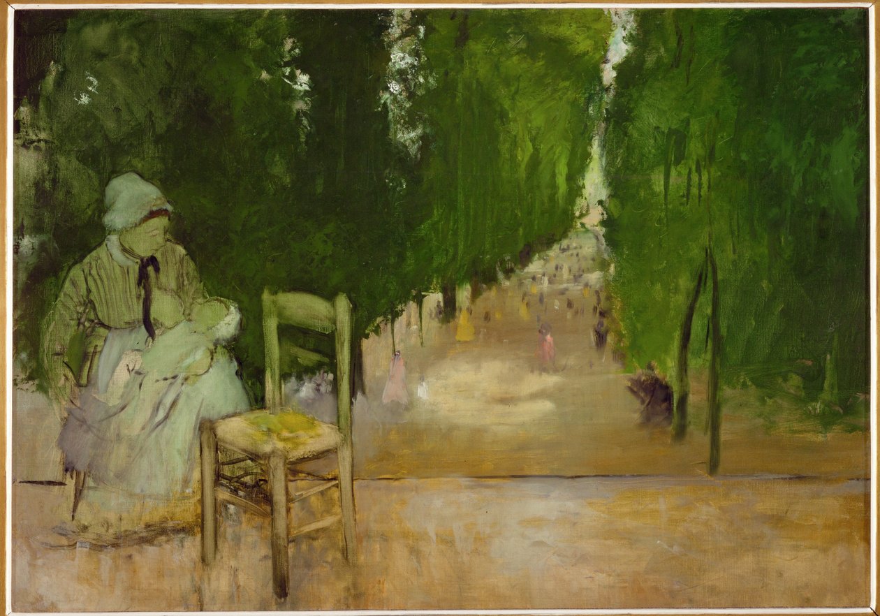Une nourrice au jardin du Luxembourg (olio su tela) da Edgar Degas