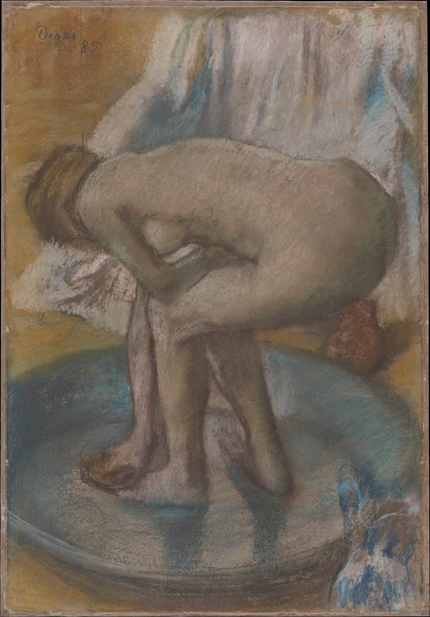 Donna che si bagna in una tinozza bassa da Edgar Degas