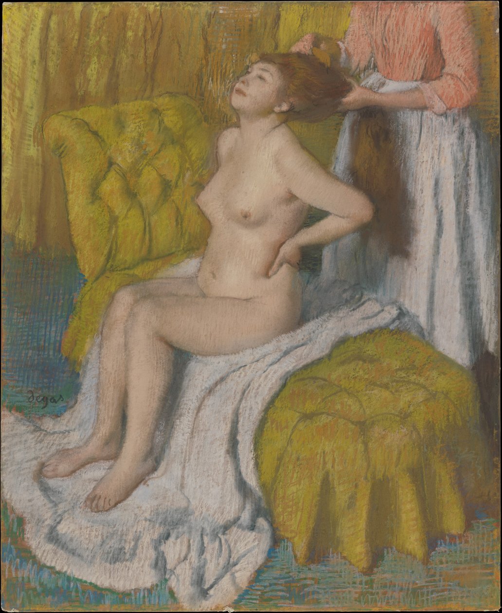 Donna a cui vengono pettinati i capelli da Edgar Degas