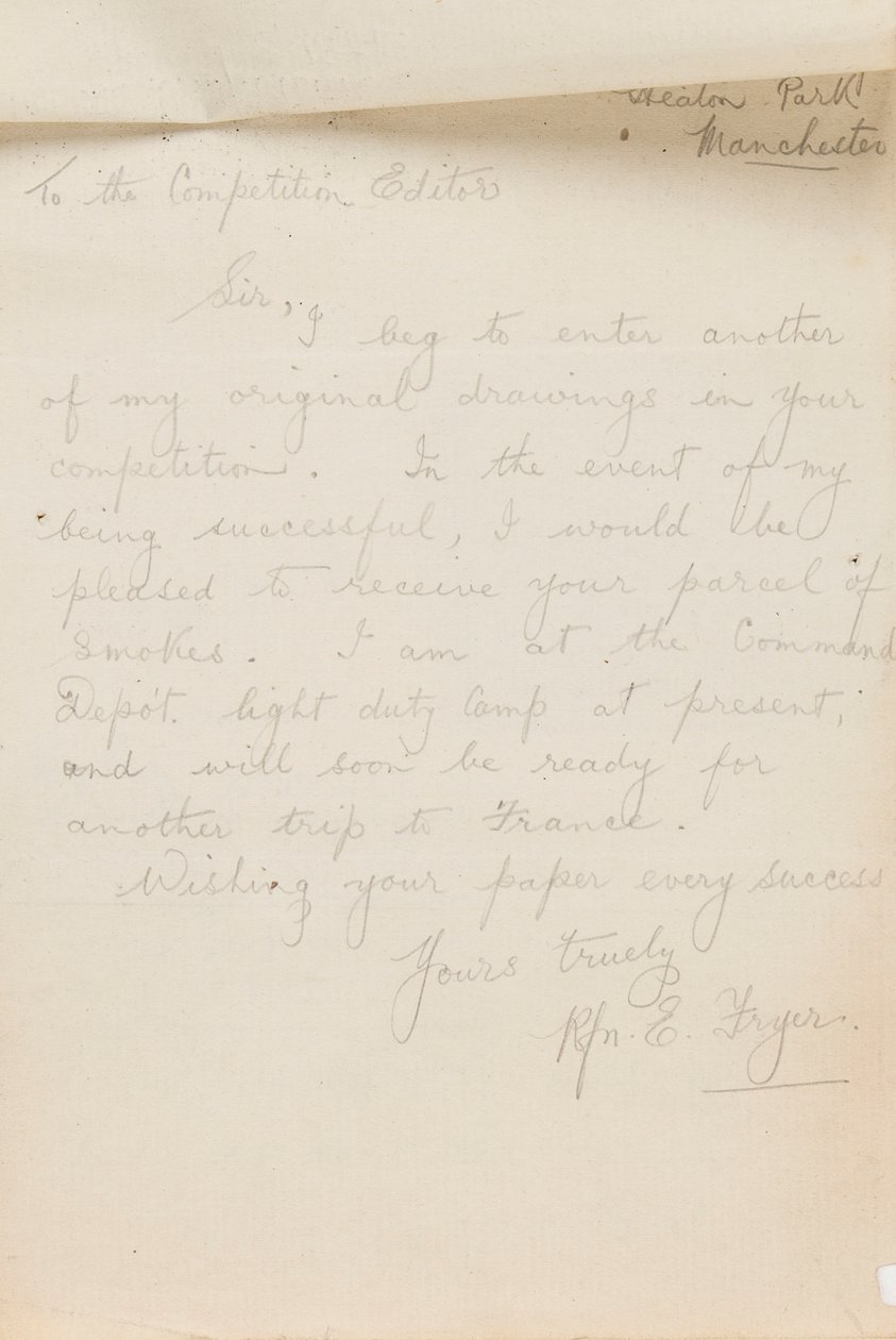 Lettera a un redattore di concorso di giornale, 1917 da Edgar Fryer