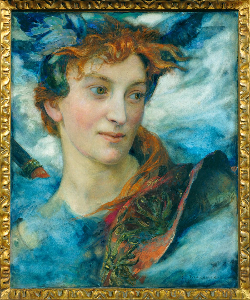 Testa di un dio Acquerello (acquerello) da Edgar Maxence