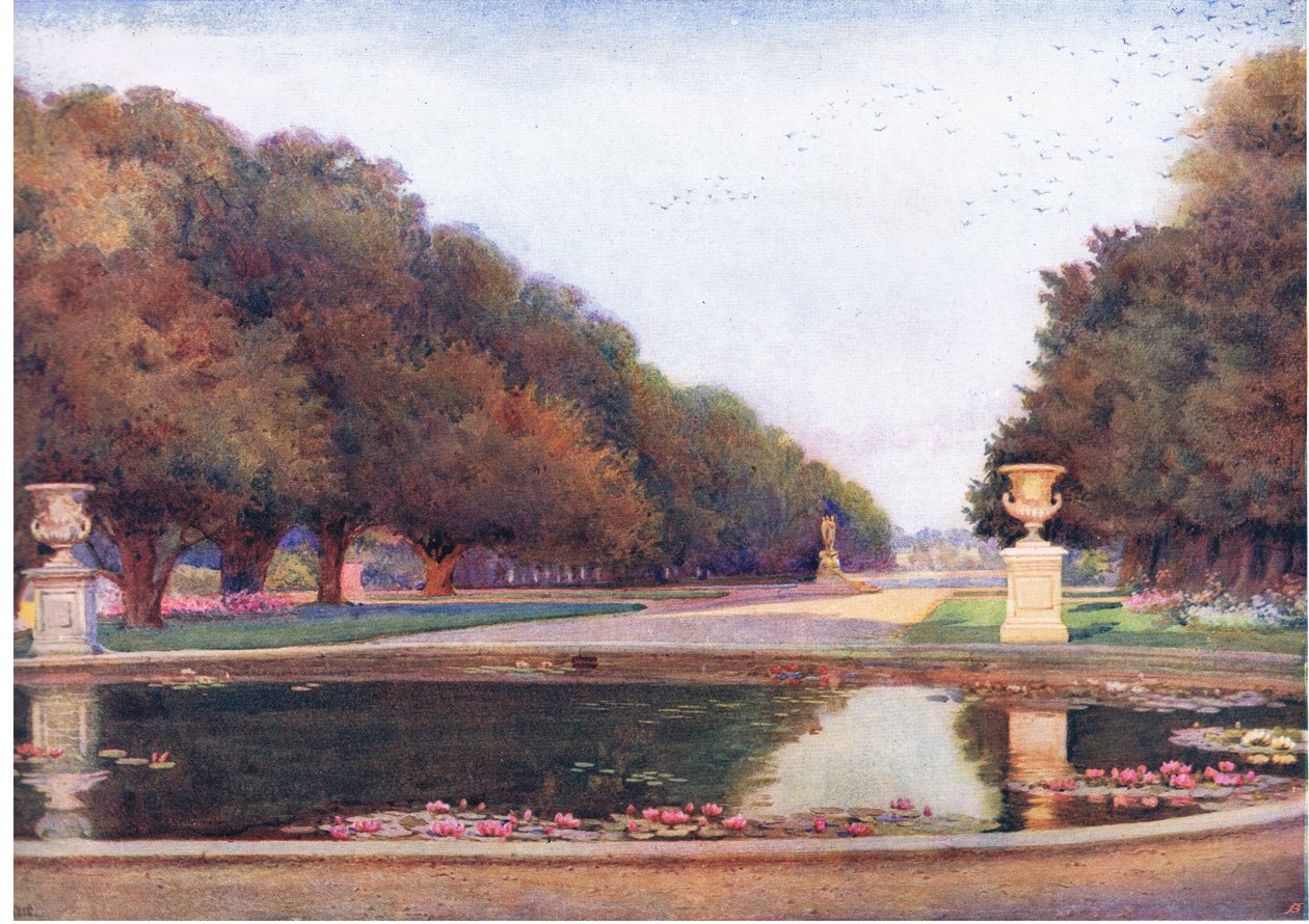 The Long Water, Hampton Court, da The Gardens of England: In the Southern and Western Counties pubblicato da The Studio da Edith Helena Adie