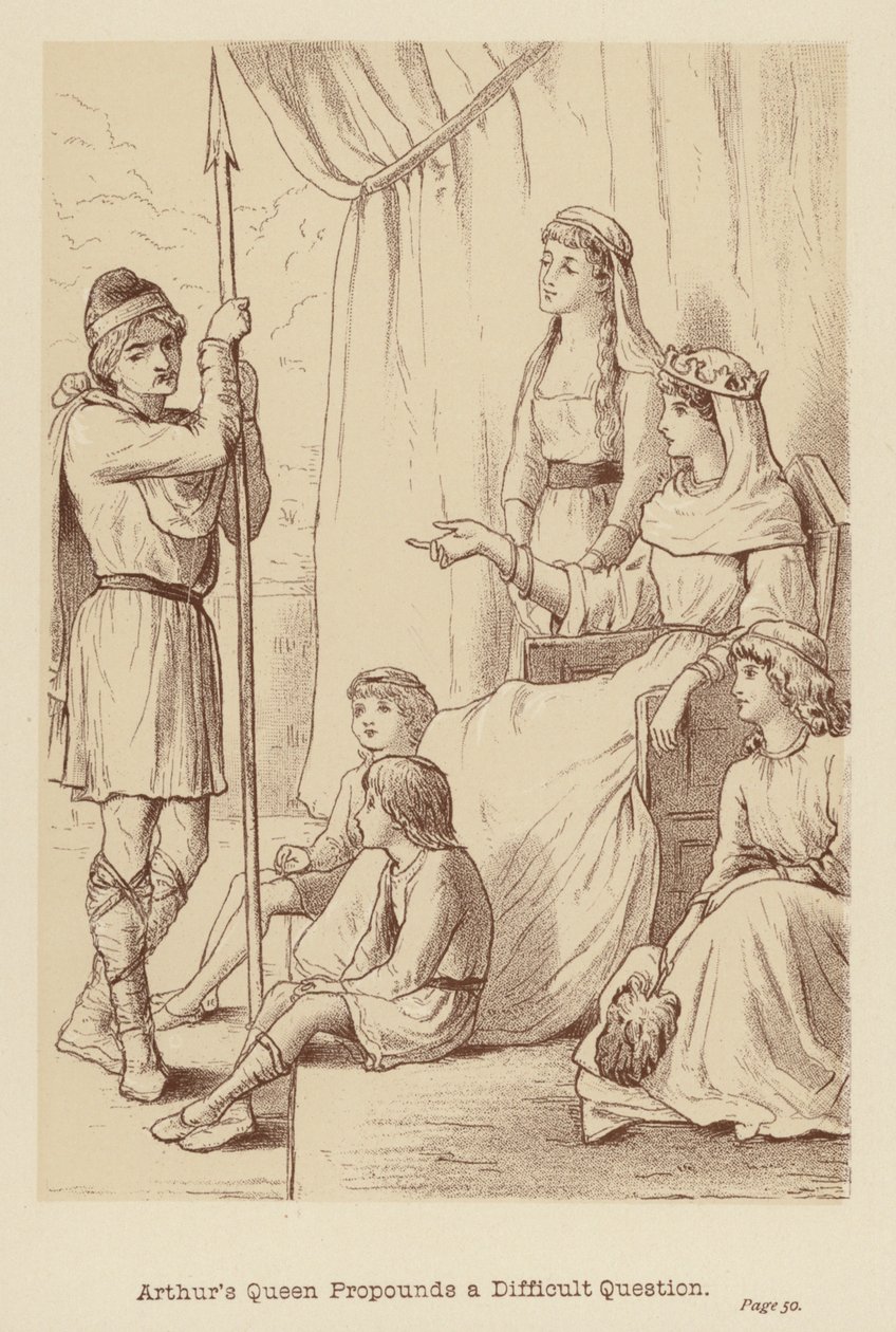 La regina di Artù propone una domanda difficile (litografia) da Edith Scannell
