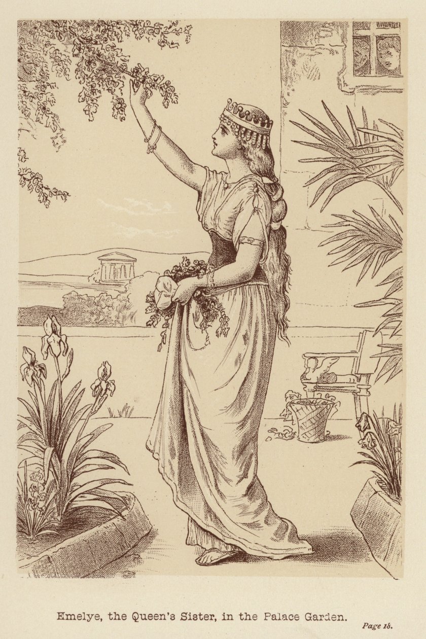Emelye, sorella della regina, nel giardino del palazzo (litografia) da Edith Scannell