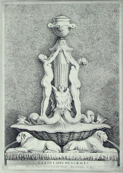 La Fontaine des Graces, inciso da Huquier (incisione) da Edmé (after) Bouchardon