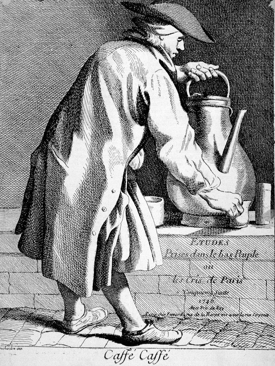 Mercante di caffè - disegno di Bouchardon da Edmé Bouchardon