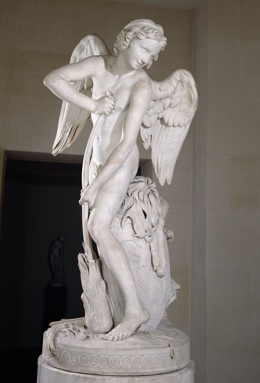 Cupido scolpisce il suo arco dal bastone di Ercole, 1747-50 (marmo) da Edmé Bouchardon