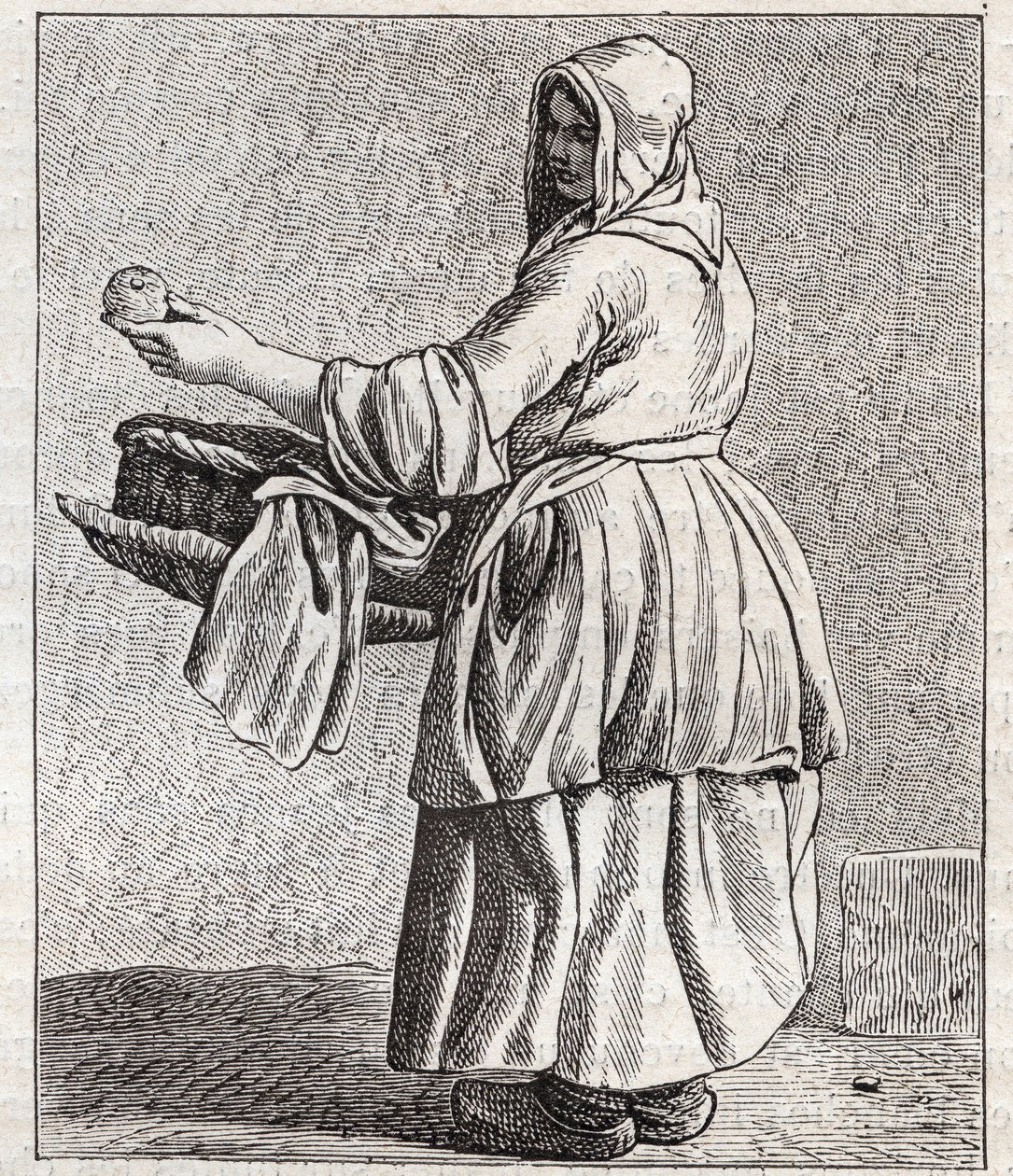 La marchand de pommes cuites - Petit métier di Parigi (Études prises dans le bas Peuple, ou les Cris de Paris) - incisione di Edme Bouchardon (1698-1762) da Edmé Bouchardon